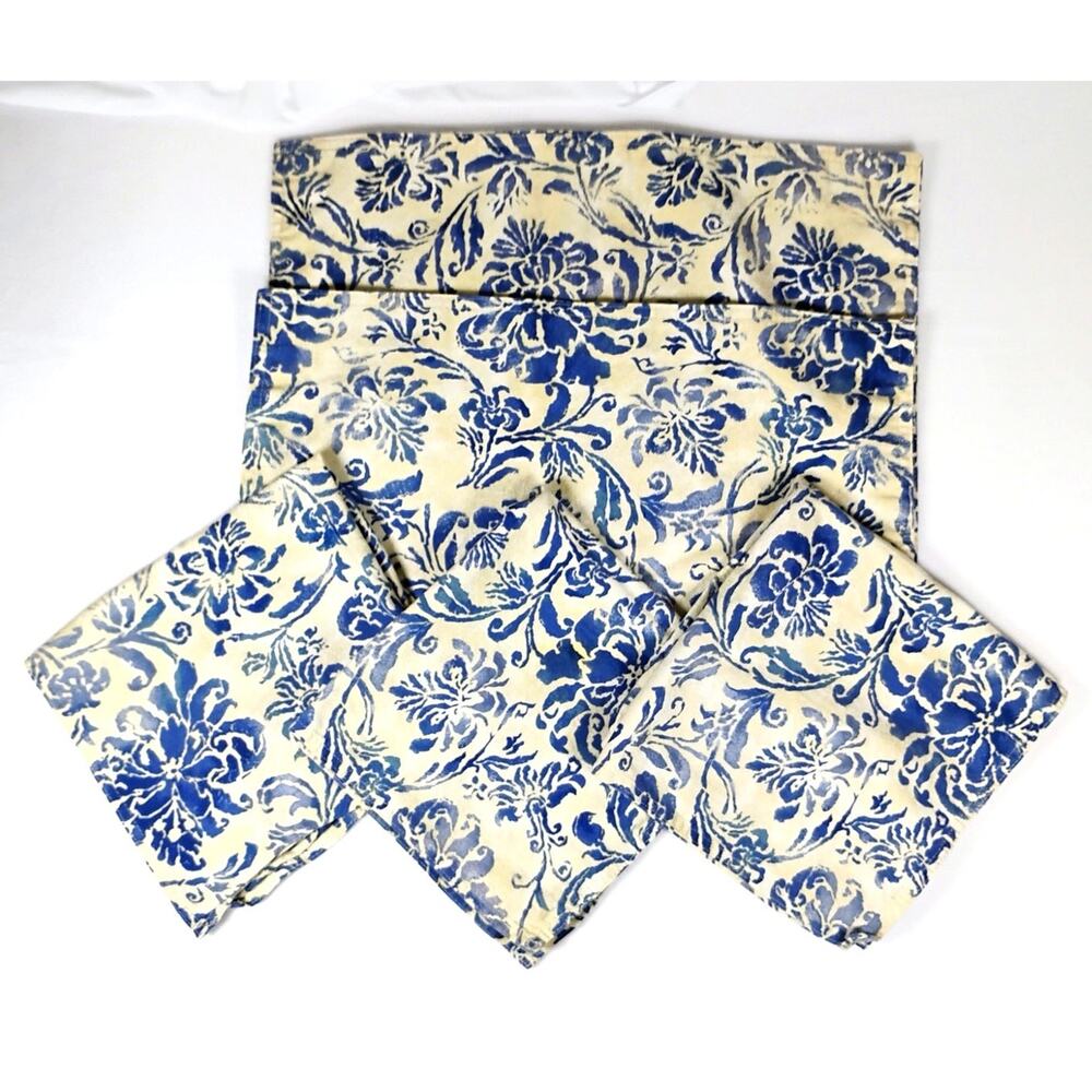 Ralph Lauren Placemats Napkins Set 5 Blue White Floral Cottagecore Table Linens